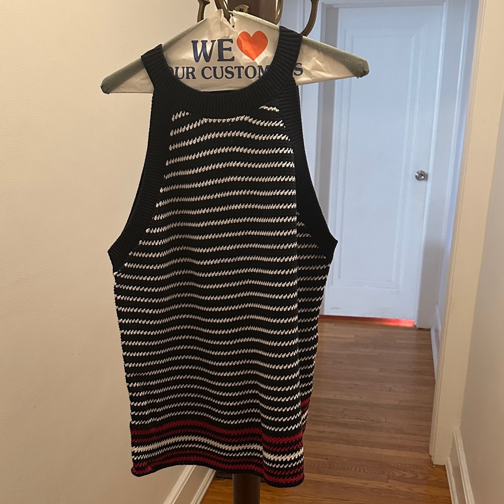 Tommy Hilfiger Black and White Striped Tank Top
